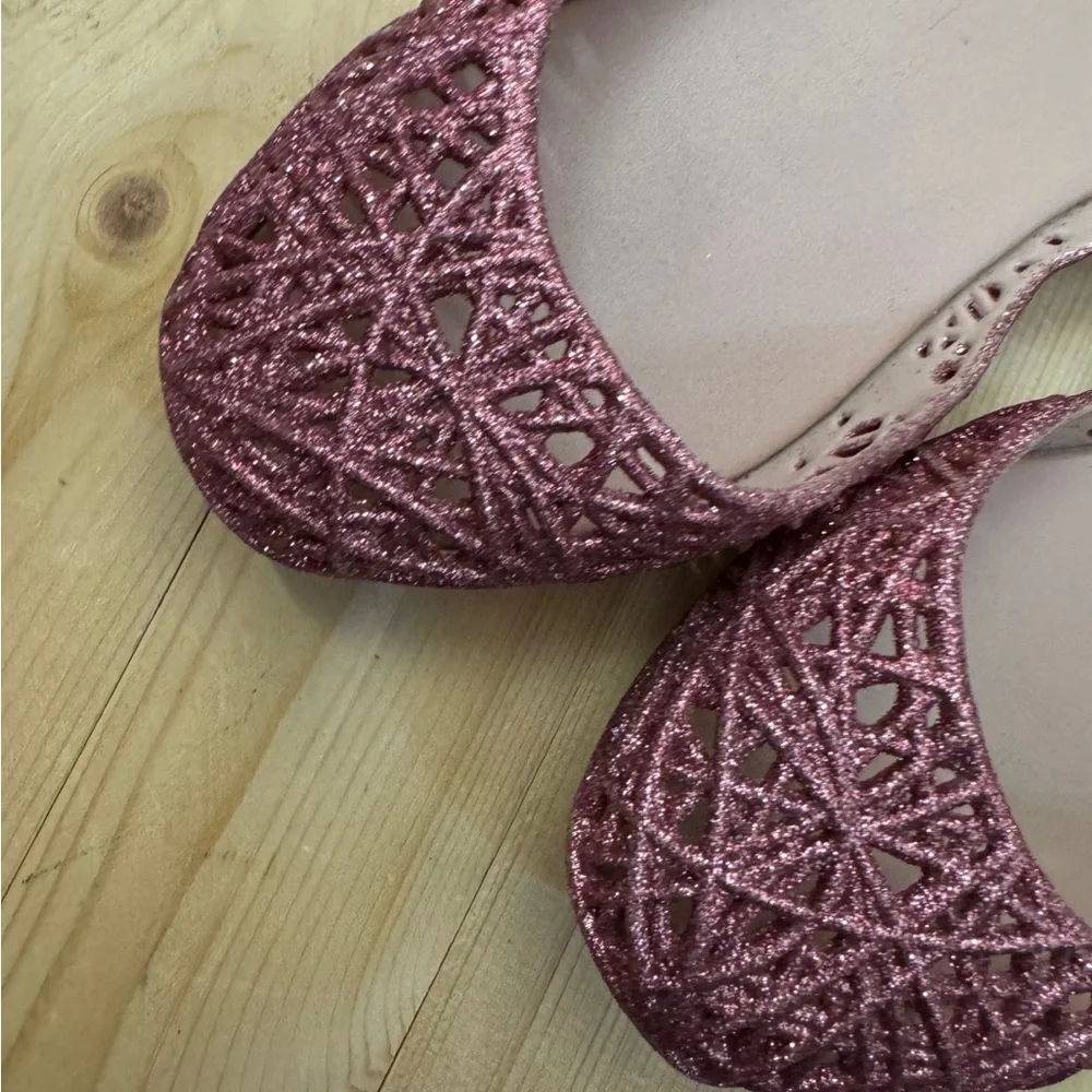 Melissa Campana Glitter Ballet Flats Girls Size 2 Pink Jelly Shoes Balletcore